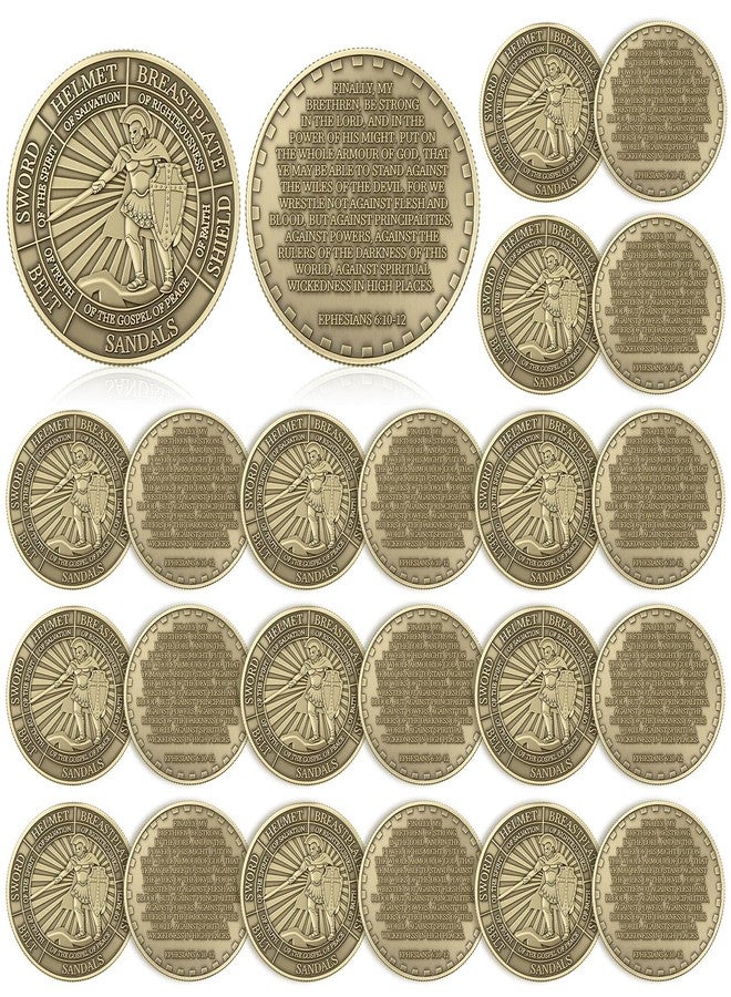 Nosiny 20 Pcs Armor of God Coins Metal Christian Challenge Coins for Religious Prayer Collector Christian Church School Party Commemorative Gifts (Vintage Style 2) - Image 1